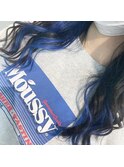 #プルエクステ#インナーカラー#ブルー