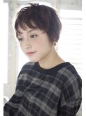 大人可愛い20代30代40代黒髪前下がりショートボブ丸みショートe