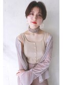 ショートヘアセンターバングニュアンスパーマ