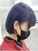 ブルーネイビーカラーボブ[新宿駅/大人ガーリー/ダブルカラー]