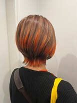 ヘアサロン フラット(hair salon flat) ツートーンカラー小顔ショートボブ☆オレンジブラウン
