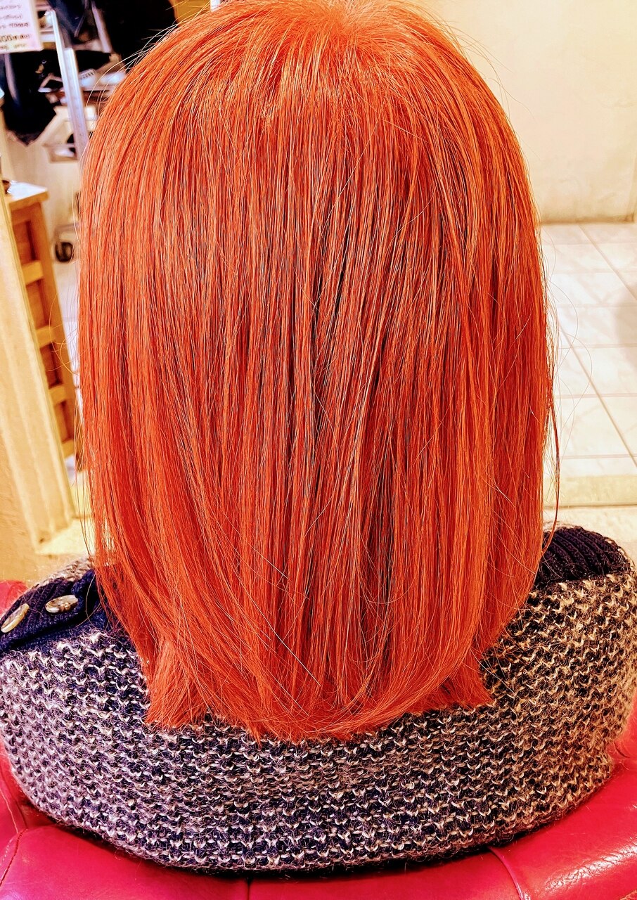 カラーリング・白髪染め Orange 脱白髪染め 】 白髪ぼかしブリーチ オレンジ：L197687803