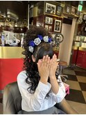 ハーフアップ盛り髪　盛り髪　体育祭ヘアセット