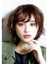 アボヘアー(Abo hair)&nbsp;ブラウンカラーマニッシュ透明感小顔レイヤーカット20代30代