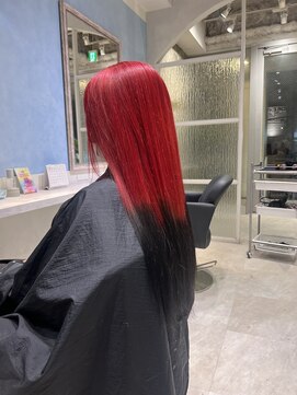 アソビセカンド 原宿(ASOBI 2nd) ダブルカラー/黒髪/ボブルフ/ネビージュ/原宿/前髪/レッド