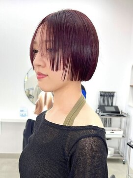 アム(am) ダークチェリーレッド/ボブ/ブリーチなしダブルカラー