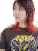 《hair make No.8》デザインカラー Pink+Red・担当中村