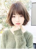厚めバング外ハネショートボブ/20代/30代/40代/ハイライト