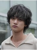 波巻きスパイラルパーマメンズマッシュウルフシャドウパーマ