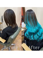 あるじゃんすー 岡山店&nbsp;ターコイズブルー#シールエクステ#ウェーブヘア#韓国#岡山