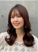 切りっぱなしボブエアリーロング美髪ピンクブラウン