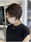 くびれショートボブ40代50代グレイカラー白髪染め白髪ぼかし