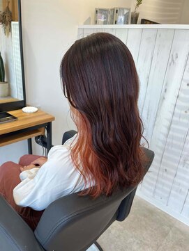 ワク 藤沢店(waku) オレンジ　インナー　ブリーチ