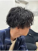 横浜駅/縦落ちツイスパ/縦落ちシャドウパーマ/軽めマッシュ