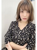 【添田】シースルーバングのアゴラインボブ 大人かわいい外ハネ