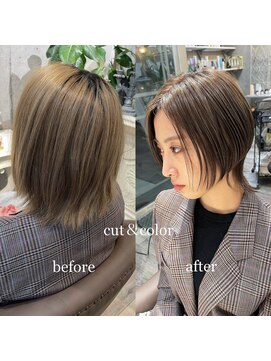 キビト(kibito) ウルフボブ カーキグレージュ