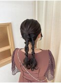 編みおろし ツインアレンジ タイトヘア 参列ヘア イベントヘア