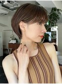 レイヤーショートボブ流しバング
