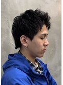 大分メンズスパイキーショート刈り上げレイヤーツーブロック