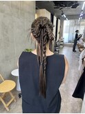 ヘアセット/ポニー編みおろし/パーティーヘア/小顔/学割