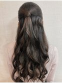 ロングヘア　ハーフアップ