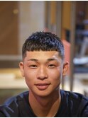 メンズカットスキンフェードクロップブルーブラック