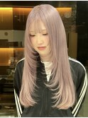 ペールピンク×ロングレイヤー似合わせカットメルティカラー