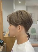 ブルーブラックフェザーパーマサーフカールセンターパート