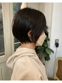 前髪ありまるみショートボブ透明感黒髪30代40代梅ヶ丘美容室