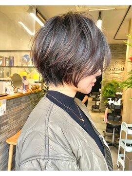 サンド 鹿児島中央(sand) 黒髪/グレーベージュ/レイヤーロング/前髪パーマ[鹿児島駅]