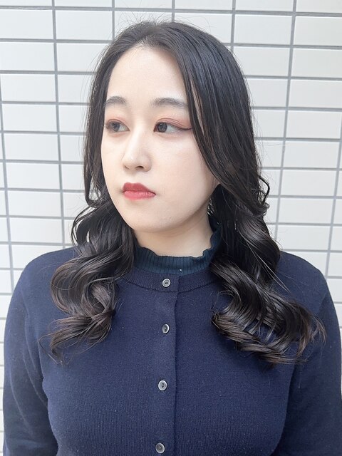 前髪パーマ/黒髪パーマ/デジタルパーマ/韓国風パーマ/艶パーマ