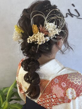 リンク(Link) ヘアセット/袴ヘア/編み下ろし/ポニーアレンジ/水引アレンジ