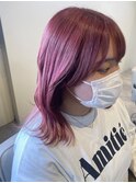 難波美容室　人気ピンク！ローズピンクカラー　ブリーチカラー