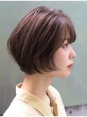 ☆ダークパープルナチュラルショートミルクブラウン髪質改善ボブ