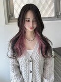 インナーカラー ペールピンク ピンクカラー ケアブリーチ