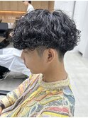 天神波巻きプードルパーマハードスパイラルマッシュメンズ強め