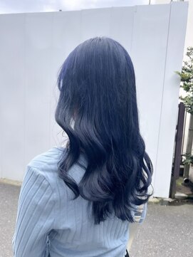 アソビセカンド 原宿(ASOBI 2nd) ダブルカラー/黒髪/ボブルフ/ネイビーブルー/原宿/前髪/韓国