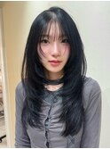 梅田/黒髪/クラゲヘアー/オリーブグレー/小顔/ココアベージュ