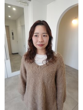 カシェ キョウマチ(cashe’e) パーマ/ロングパーマ/30代/20代後半/チェリーカラー/