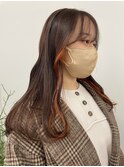 オレンジインナーカラー 暖色 福岡 天神 薬院 20代