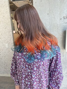 ラニヘアサロン(lani hair salon) 【天神/大名】オレンジブルー【グラデーション】