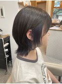 インナーカラー/ネイビーブルー/ショートウルフ【ROOF用賀】