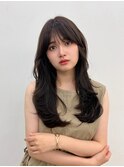 韓国オリーブカラーオリーブベージュ顔まわりレイヤー前髪パーマ