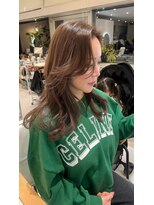 エヌ 大阪梅田店(enu)&nbsp;【大阪梅田】艶々グレージュカラー×顔周りレイヤー