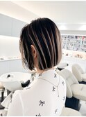 アンブレラカラーハイライトボブバレイヤージュホワイトブリーチ