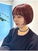 お顔周りのレイヤー×チェリーレッド★ブリーチなしワンカラー