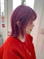 ユイマァル 倉敷店(YUIMARL)&nbsp;ハイレイヤーウルフ20代30代40代くびれヘアブリーチピンクカラー