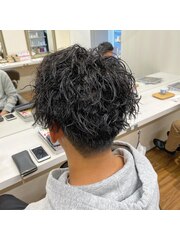 メンズヘアツイストスパイラルパーマくせ毛風パーマツーブロック