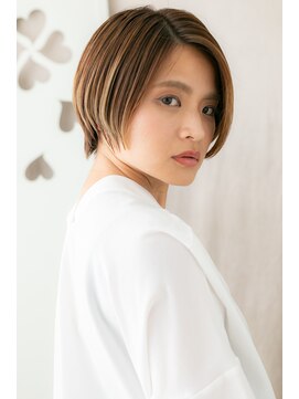 カバーヘア ブリス 上尾西口店(COVER HAIR bliss) オレンジベージュ大人ハイライト小顔丸みショートZ上尾20代30代