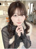 シースルーバング編みおろしツインテール